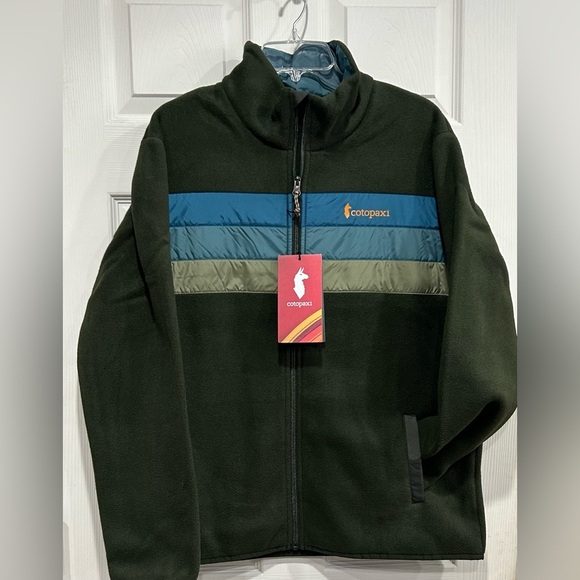 Cotopaxi Men's Large Teca Fleece Full-Zip Jacket Happy Hiker Green Blue NWT - Picture 1 of 8